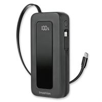 imoshion Batterie externe avec câble rétractable 10 000 mAh - Power Delivery - USB-C + Lightning - Noir