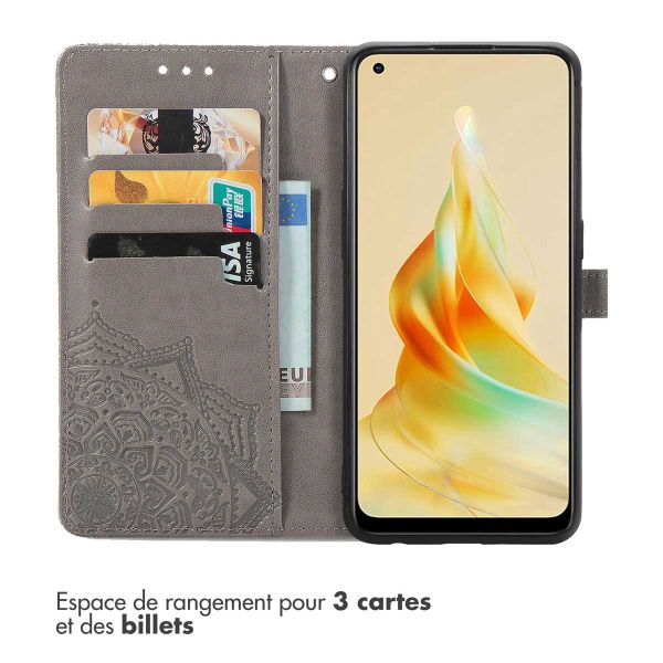 imoshion Etui de téléphone portefeuille Mandala Oppo Reno 8 T (4G) - Gris