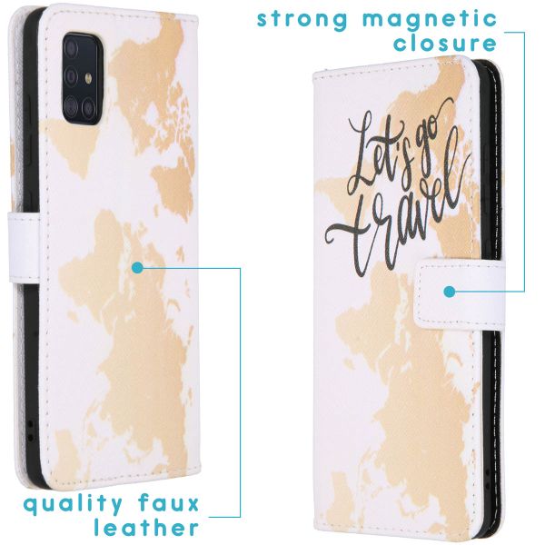 imoshion Design Softcase Bookcase Samsung Galaxy A51 - Let's Go Travel White
