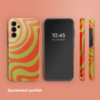 Selencia Coque arrière Vivid Tough Samsung Galaxy A15 (5G/4G) - Wavy Swirl Orange Fern