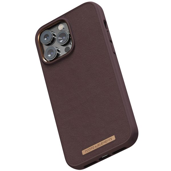 Njorð Collections Coque en cuir véritable MagSafe iPhone 14 Pro Max - Dark Brown