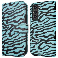 imoshion Étui de téléphone portefeuille Design Samsung Galaxy S21 FE - Black Blue Stripes