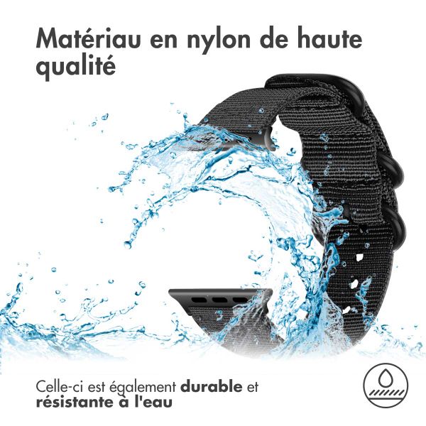 imoshion Bracelet en nylon Apple Watch Series 1-10 / SE / Ultra (2) - 42/44/45/46/49 mm - Noir