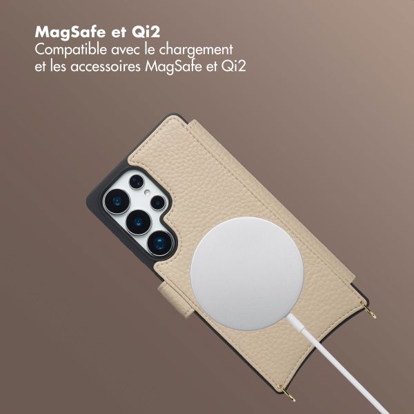 Selencia Étui Riva avec MagSafe et cordon de téléphone Samsung Galaxy S25 Ultra - Beige