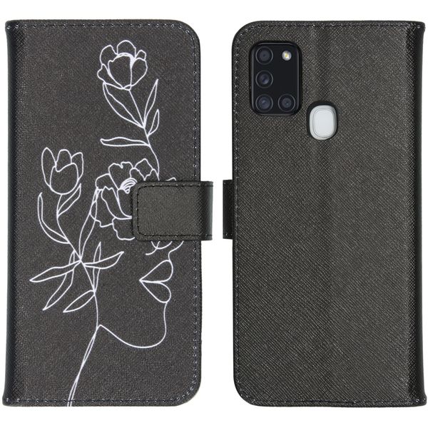 imoshion Coque silicone design Galaxy A21s - Woman Flower Black