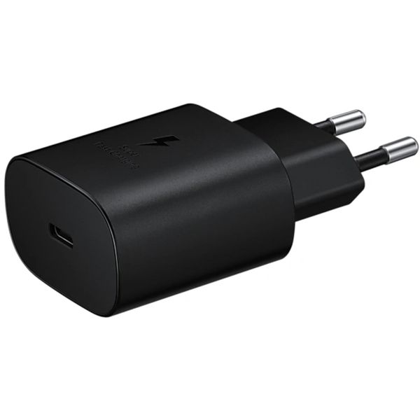 Samsung Original câble USB-C vers USB-C - 1 mètre - 25 Watt - Noir + Original l'Adapteur de charge radpide USB-C emballage d'usine - 25 Watt - Noir