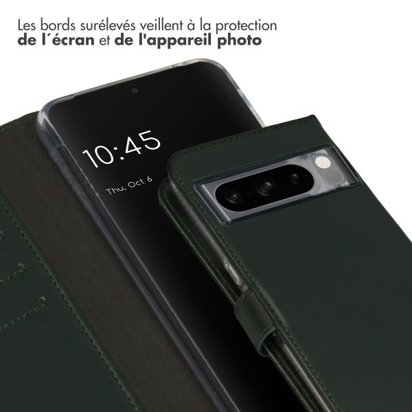 Selencia Étui de téléphone portefeuille en cuir véritable Google Pixel 8 Pro - Vert