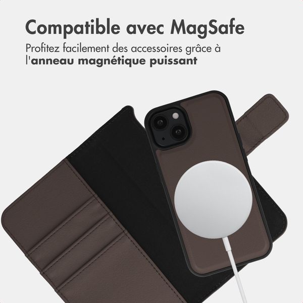 imoshion Étui portefeuille luxe 2-en-1 amovible Apple iPhone 13 - Marron