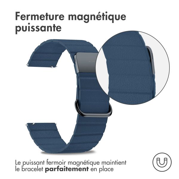 imoshion Bracelet en cuir magnétique - Connexion universelle de 22 mm - Bleu