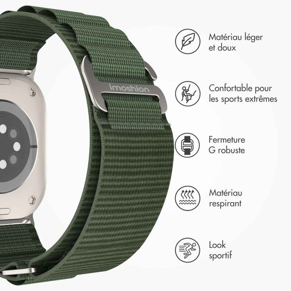 imoshion Bracelet en nylon Alpine Apple Watch Series 1 á 9 / SE (38/40/41 mm) | Series 10 (42 mm) - Vert