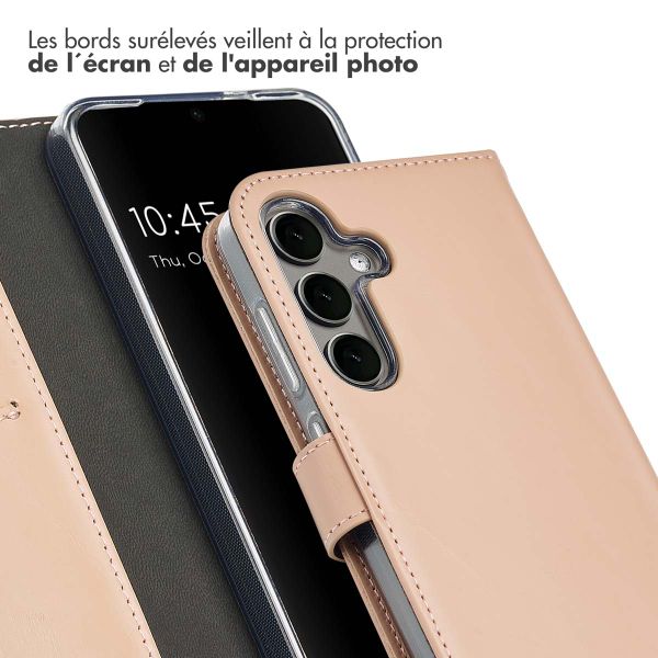 Selencia Étui portefeuille en cuir véritable Samsung Galaxy S25 - Dusty Pink