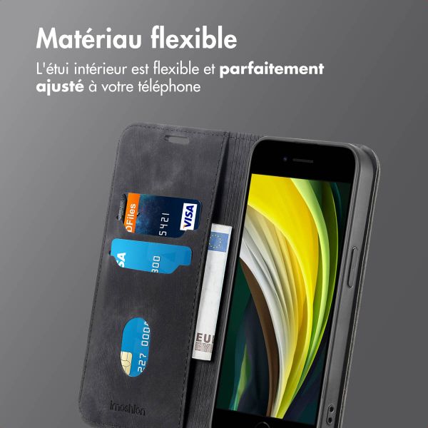 imoshion Étui de téléphone portefeuille Slim Apple iPhone SE (2022 / 2020) / 8 / 7 / 6(s) - Noir