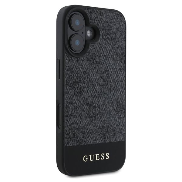 Guess Coque arrière Bottom Stripe 4G Apple iPhone 16 - Gris