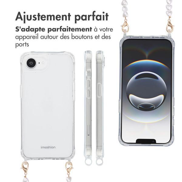 imoshion Coque avec dragonne + bracelet Apple iPhone 16e - Perles Cœurs