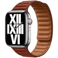 Apple Leather Link Apple Watch Series 1-10 / SE / Ultra (2) - 42/44/45/46/49 mm - Taille S/M - Umber