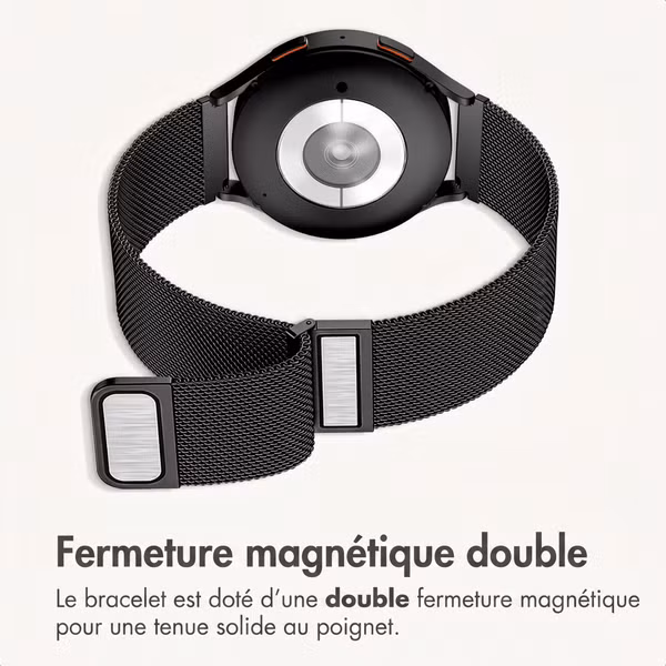 imoshion Bracelet magnétique milanais  - Connexion universelle 22 mm - Noir
