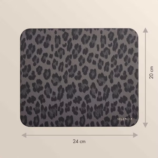 Selencia Sabi Tapis de Souris en Similicuir imprimé panthère - 20 x 24 cm - Midnight Black