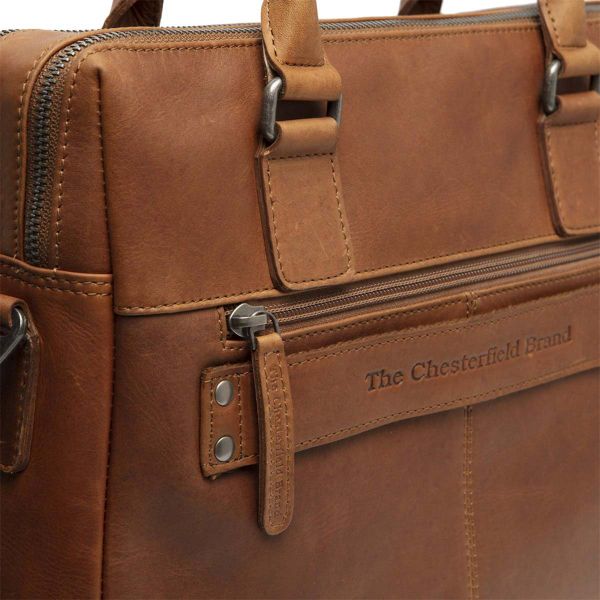 The Chesterfield Brand Sac ordinateur 14 pouces Santiago - Cuir véritable - Cognac