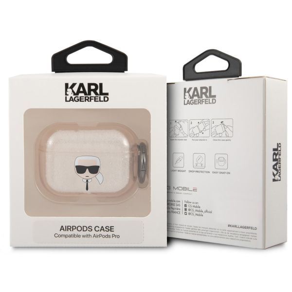 Karl Lagerfeld Karl's Head Silicone Glitter Case Apple AirPods Pro - Dorée