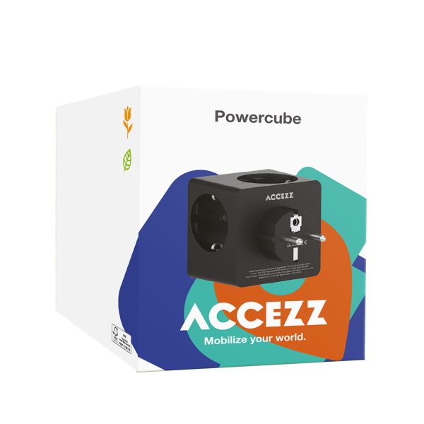 Accezz PowerCube | 6-en-1 - 1x USB-C + 2x USB-A + 3x prise - 4000 watts - Noir