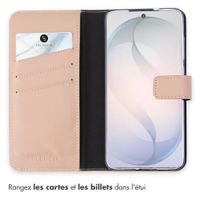 Selencia Étui portefeuille en cuir véritable Samsung Galaxy S26 - Dusty Pink