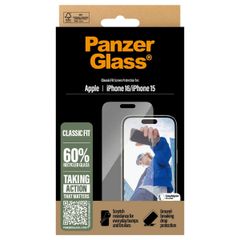 PanzerGlass Protection d'écran en verre trempé Anti-bactériesr Apple iPhone 16