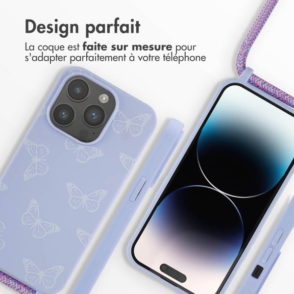imoshion Coque design en silicone avec cordon Apple iPhone 14 Pro - Butterfly