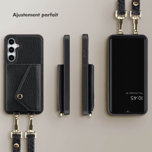 Selencia Coque à cordon avec porte-cartes enveloppe Sera Samsung Galaxy A35 - Noir