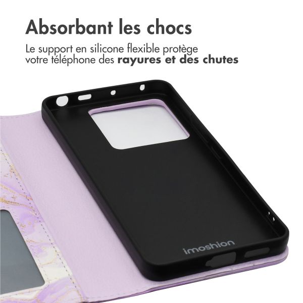 imoshion Étui de télephone portefeuille Design Xiaomi Redmi Note 13 Pro (5G) / Poco X6 - Purple Marble