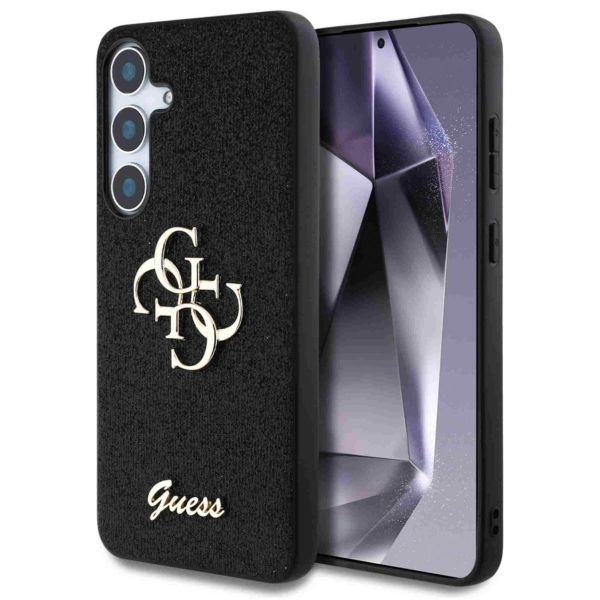 Guess Coque 4G Metal Logo Glitter Samsung Galaxy S25 Plus - Noir