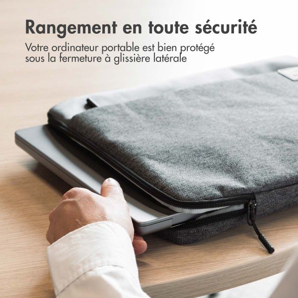 imoshion Pochette ordinateur 15-16 pouces - Pochette ordinateur avec poignée - Convient aux ordinateurs portables jusqu'à 15,6 pouces - Gris