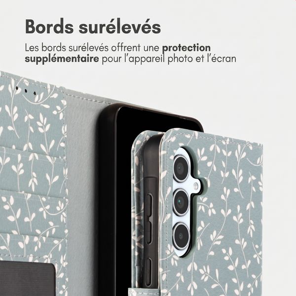 imoshion Étui de télephone portefeuille Design Samsung Galaxy A35 - Smoke Green Flowers