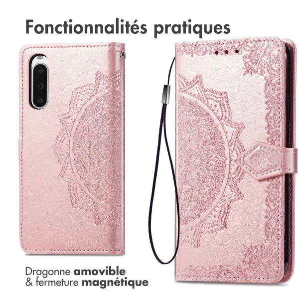 imoshion Etui de téléphone portefeuille Mandala Sony Xperia 10 V - Rose Dorée