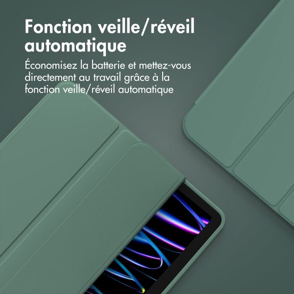 Accezz Coque tablette portefeuille Smart Silicone Apple iPad Air 11 pouces (2025) M3 / (2024) M2 / Air 5 (2022) / Air 4 (2020) - Vert foncé