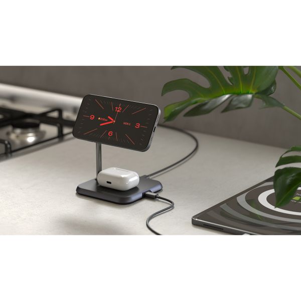 Zens Station de charge sans fil 3-en-1 - Série Aluminium - Compatible avec MagSafe et Qi2 - Noir