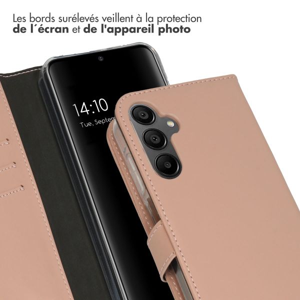 Selencia Étui portefeuille en cuir véritable Samsung Galaxy A15 (5G/4G) - Dusty Pink