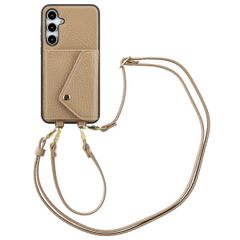 Selencia Coque à cordon avec porte-cartes enveloppe Sera Samsung Galaxy A35 - Beige