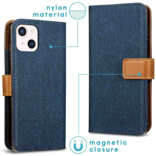 imoshion Étui de téléphone portefeuille Luxe Canvas iPhone 13 -Bleu foncé