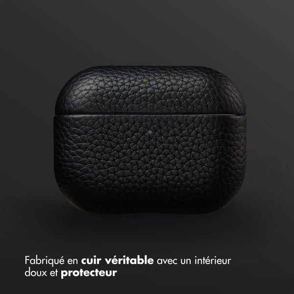 Accezz Coque en Cuir véritable Apple AirPods Pro 3 - Noir