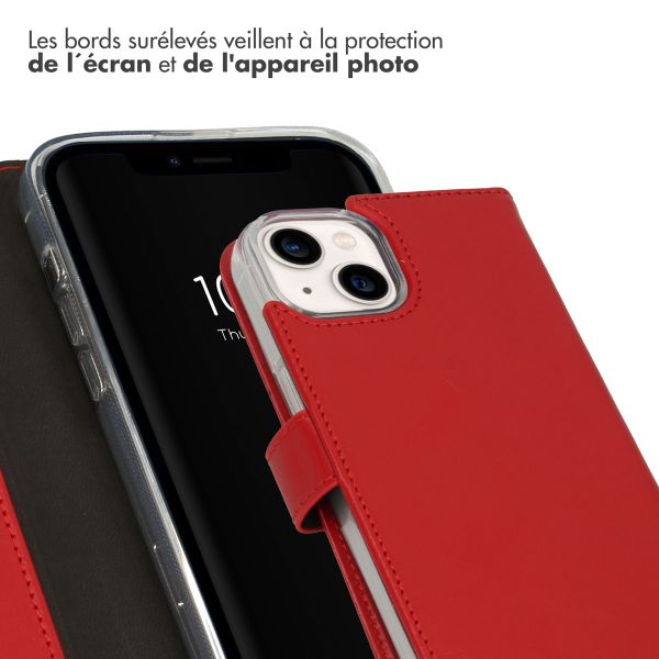 Selencia Étui portefeuille en cuir véritable Apple iPhone 14 - Rouge