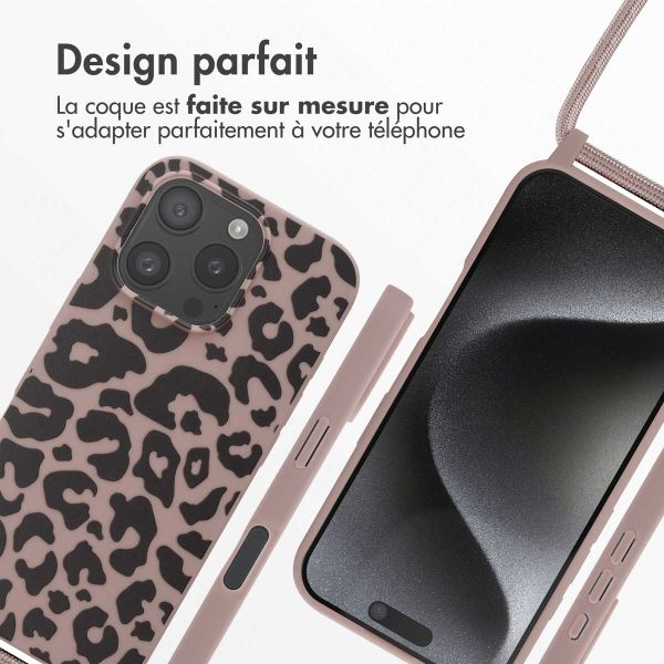 imoshion Coque design en silicone avec cordon iPhone 16 Pro - Animal Pink