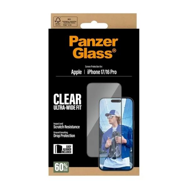 PanzerGlass Protection d'écran Ultra-Wide Fit Anti-bactérienne avec applicateur Apple iPhone 17