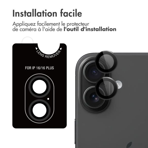 imoshion Lot de 2 protections d'objectif de caméra Apple iPhone 17 / 16 / 16 Plus - Noir