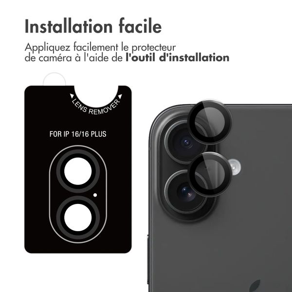 imoshion Lot de 2 protections d'objectif de caméra iPhone 16 / 16 Plus - Noir