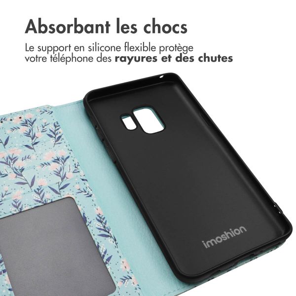 imoshion ﻿Étui de téléphone portefeuille Design Samsung Galaxy S9 - Blue Flowers