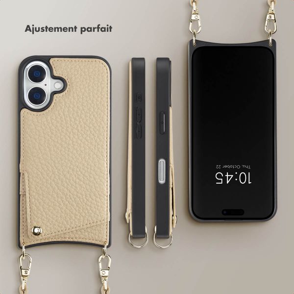 Selencia Coque arrière avec cordon et porte-cartes Nova iPhone 16 - Beige