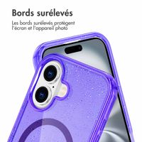 imoshion Coque Pailletée avec MagSafe Apple iPhone 16 - Paillettes Violet