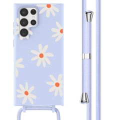 imoshion Coque design en silicone avec cordon Samsung Galaxy S22 Ultra - Lila Flower Distance