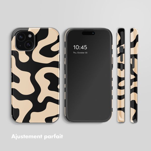 Selencia Coque arrière Vivid avec MagSafe Apple iPhone 15 - Art Wave Black
