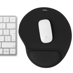 imoshion Tapis de souris ergonomique - Tapis de souris avec repose-poignet - 30 x 25 cm - Noir